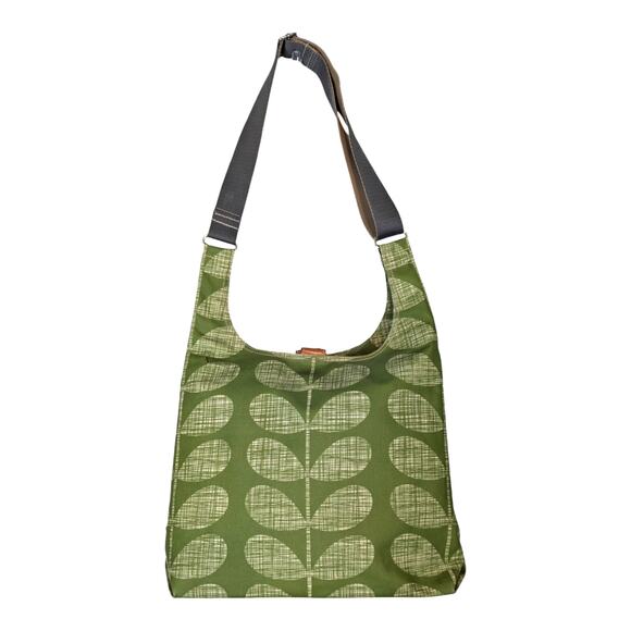 Orla Kiely Handbags - Orla Kiely Coated Canvas Midi Crossbody Shoulder Hobo Bag Green Multi Stem
